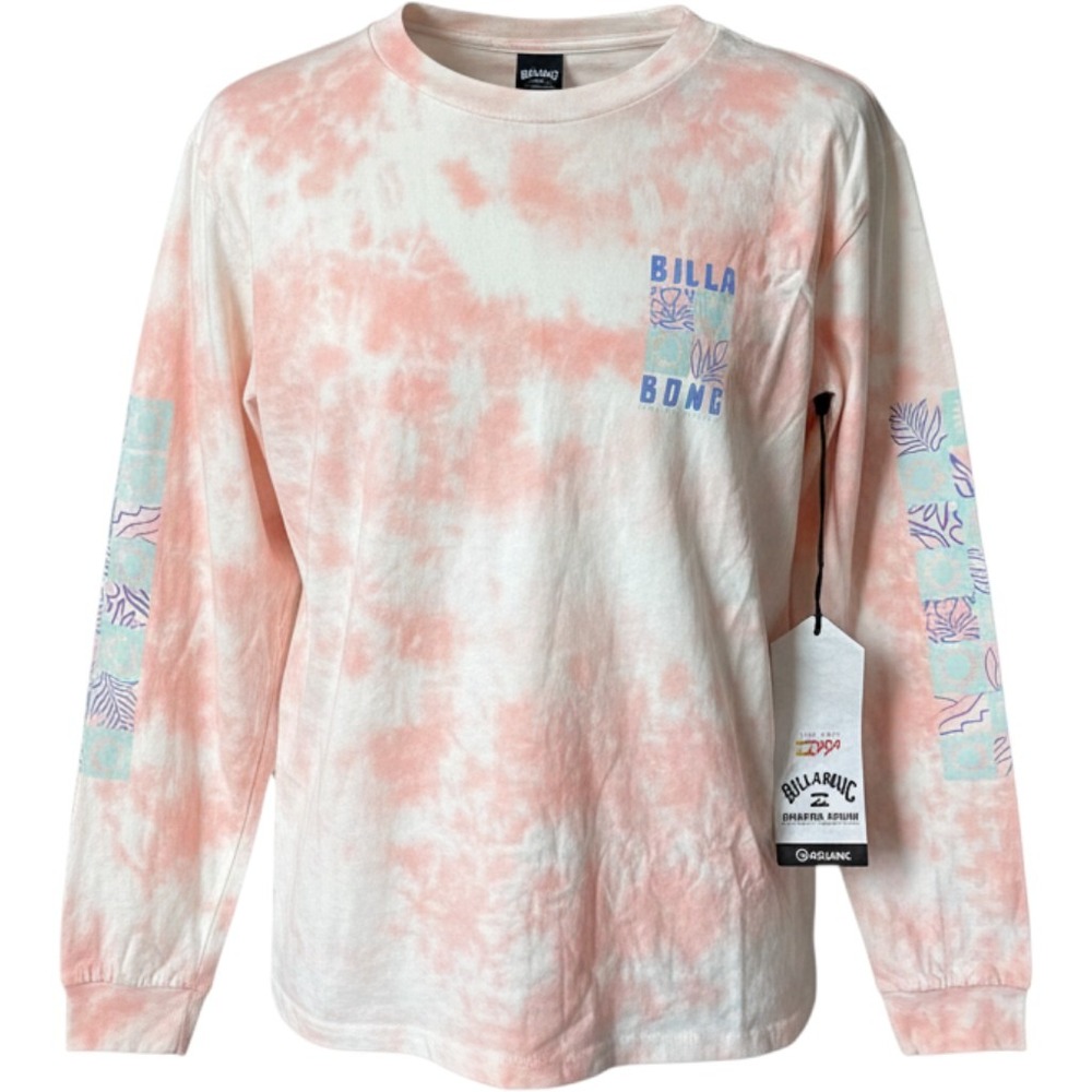 Billabong Adventure Division Pink Tie Dye Organic Cotton UPF 50 Tee Large NEW